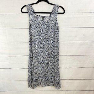 Eileen Fisher Navy Print Sheer Silk Dress Petite S